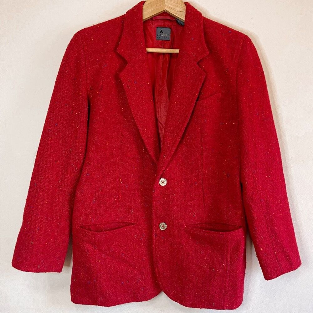 Vintage‎ Lizwear Red Wool blend Blazer Size 4P